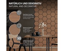 Set van 2 akoestische panelen voor 1m² Teak wandpanelen Hexagon geluidsisolatie ML-Design