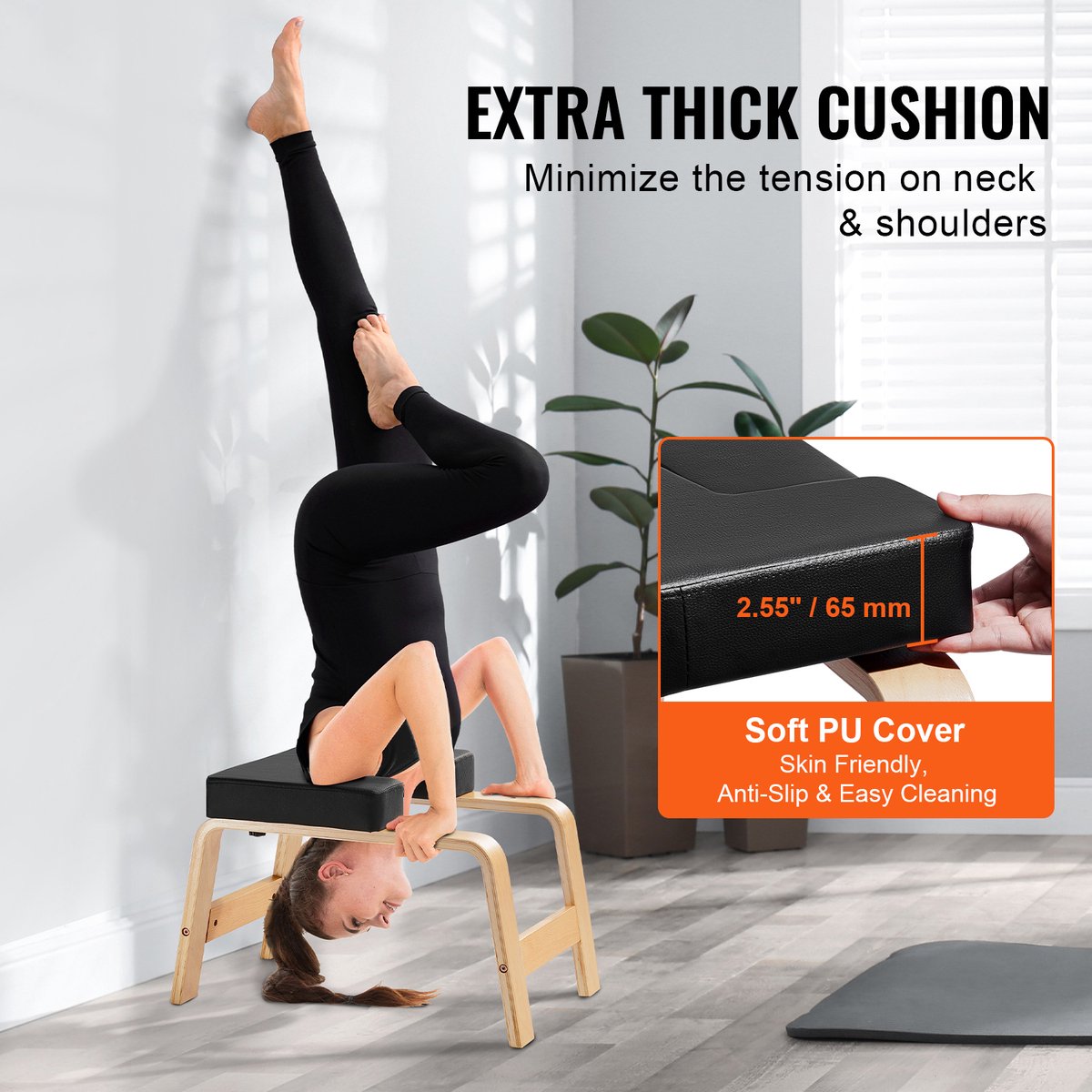 Shiyinge Yoga hoofdsteunkruk, afneembare training, hoofdstand, yogastoel, fitnessbank, thuisstoel, gym, omgekeerde kruk, sport, voor lichaam, geest, vrije tijd, vermoeidheid, ontlasten, PU stalen