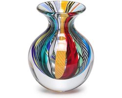 Kleine Glazen Vaas met Gekleurde Stokken - Handgeblazen Murano-Style Glaskunst