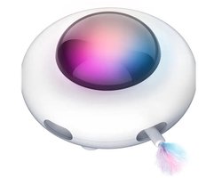 UFO Interactief Katten Speelgoed – 3 Speelmodi - Bewegend Speelgoed met Vervangbare Veren & Obstakelvermijding - USB Oplaadbaar