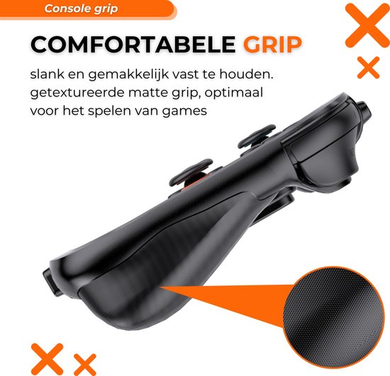 Zwarte console grip met getextureerd mat oppervlak voor comfortabel gamen op de Switch 2.
