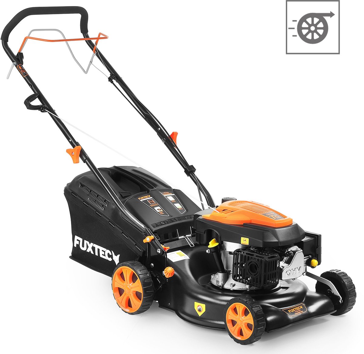 FUXTEC FX-RM4346 Benzine Grasmaaier – 3-in-1 – 43 cm – Zelfrijdend met Achterwielaandrijving – Mulchfunctie & 40L Opvangbak – Big Wheels – foto 4