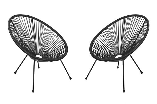 Monza Home® Tuinstoelen Set – Acapulco Stijl – Zwart – 2 stuks