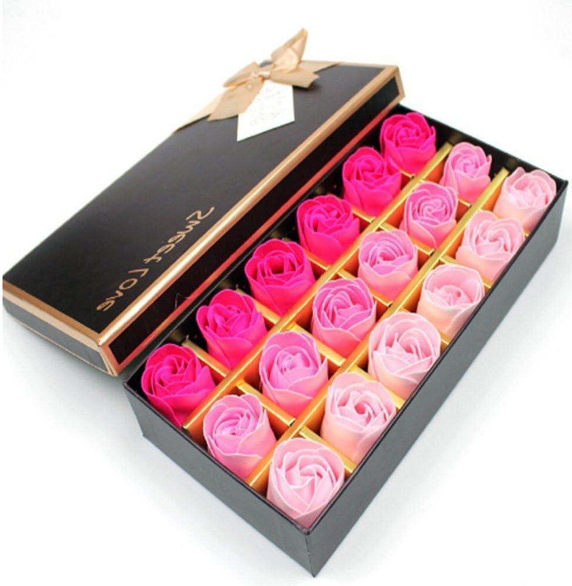 Allecto Plus - 18 Rozenbloemen in geschenkverpakking - Fascinerende geur - Mooie vorm - Kleurverloop (roze)