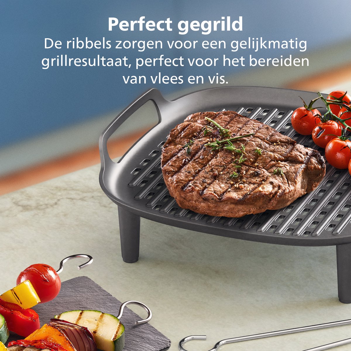 Philips Grill Set Airfryer Accessoire - HD9926/00 - Geschikt voor Philips - Grillplaat met 4 spiesen — afbeelding 6
