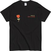 T-shirt Made in Holland - Femme et Homme - Motif Tulipe - Design Hollandais - Zwart - S