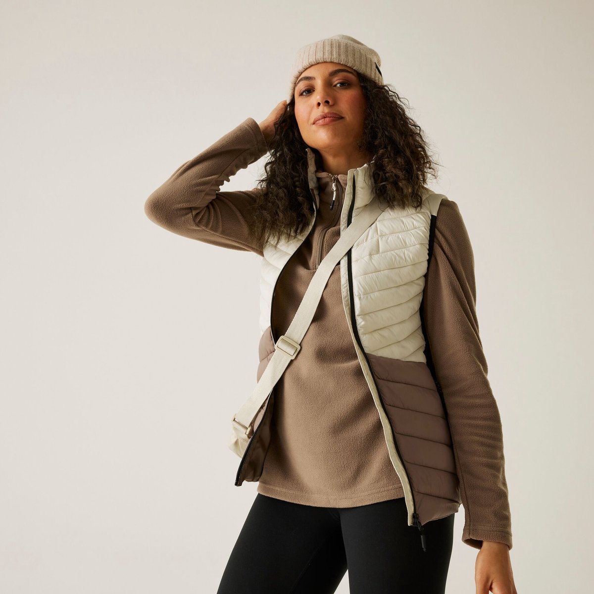 Leedre hybride lichtgewicht gilet bodywarmer voor dames Bruin