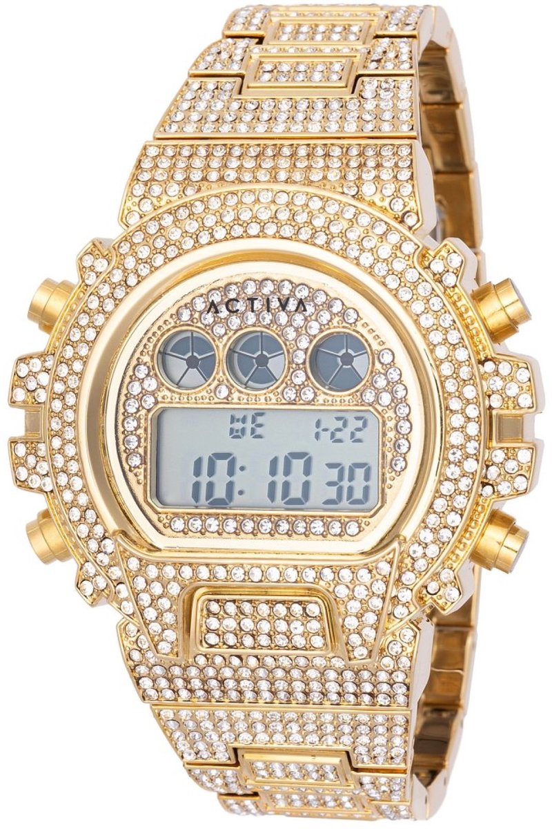 Activa x Invicta DIGITAL ESSENTIALS ACW4019-001 Heren Horloge - Waterdicht - Digtaal - Quartz Uurwerk - met gouden Wijzerplaat - 51mm