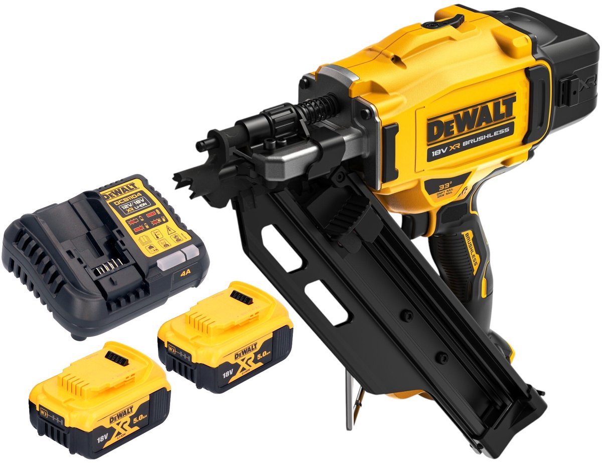 DeWalt DCN 930 P2 accu-spijkermachine 18 V 50 - 90 mm borstelloos + 2x accu 5,0 Ah + oplader