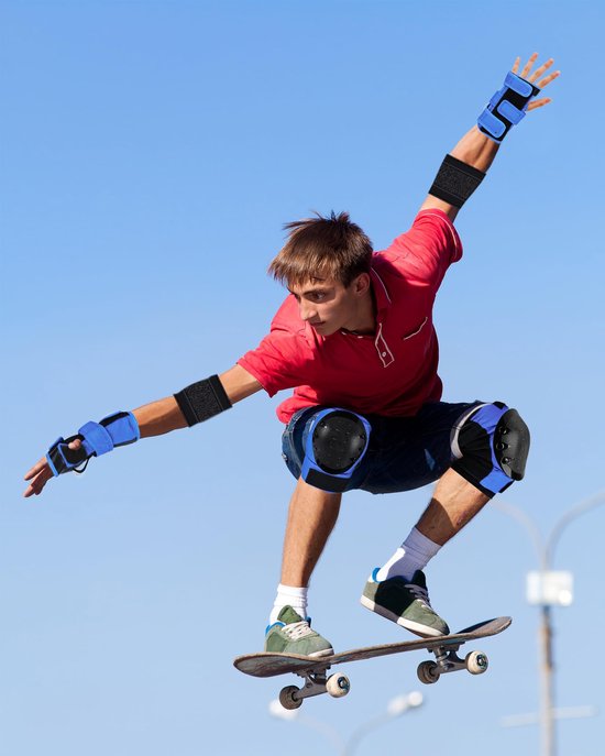 BOSONER Kniebeschermers voor kinderen, 6-in-1 beschermingsset voor kinderen en jongeren, met polsbeschermer/knie/elleboogbeschermers, verstelbare inlineskate-beschermerset voor skateboard, scooter, skaten, BMX