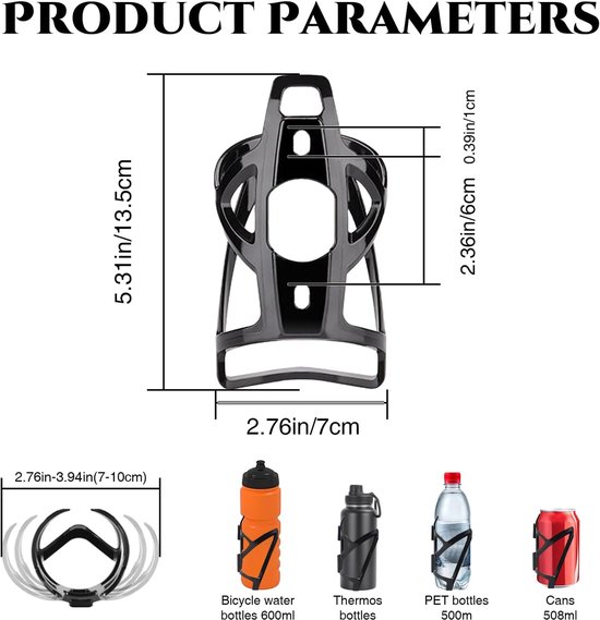 4-pack ultralichte fietswaterfleshouders, verstelbare fietsfleshouder met schroefgereedschap, universele bekerhouder geschikt voor racefietsen, mountainbikes en alle soorten fietsen. — afbeelding 4