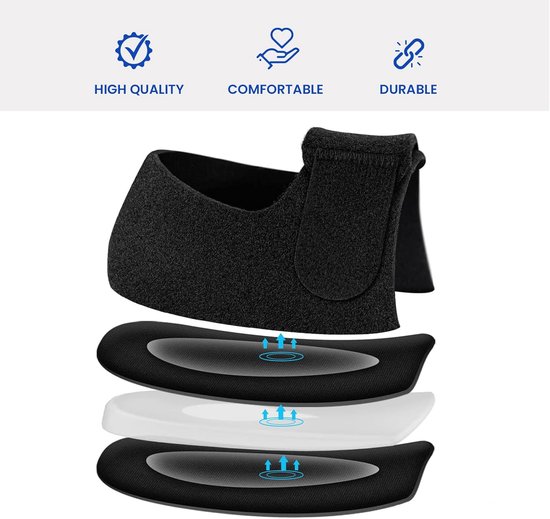KuaiLu Sandalen Dames Orthopedisch Wandelen Dames Herstel Sport Dik Athletisch Kussen Buiten Wandelen Water Sandalen Verstelbare Band Comfortabele Plantaire Fasciitis Volledig zwart 43