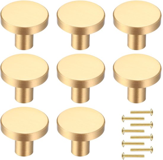 Gouden kastknoppen - Geborsteld messing keukenkastknoppen - 8 stuks | bol