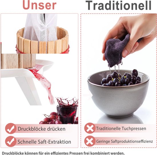 18L Handmatige Fruitpers & 7L Fruitmolen - Handmatige fruitpersset - voor vers fruit, familiebijeenkomsten,Wijnmaken van LZQ — afbeelding 2