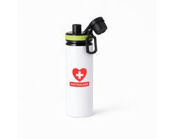 Hacebo® - Switzerland vlag hartje waterfles met draaidop groen - Zwitserland - reizigers - toerist - verjaardagscadeau - souvenir - vakantie - water fles - 850ML