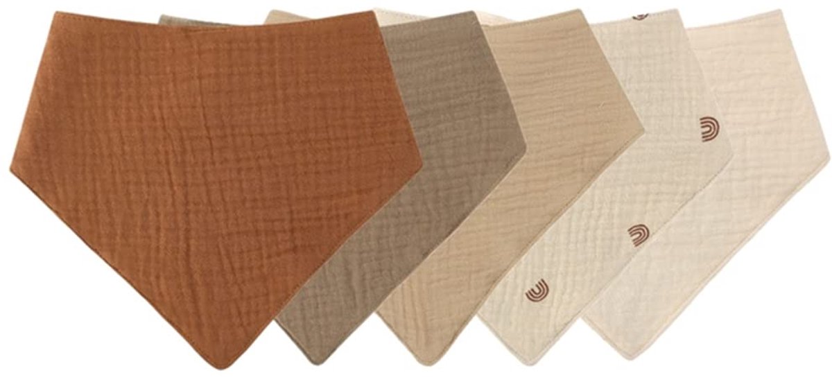 Image of Absorberende driehoekige slabbetjes voor baby's, 5-pack kwijlslabbetjes, dubbellaagse absorberende zachte mousseline bandana voor baby's, verstelbare mousseline bandana's voor babyjongens en -meisjes, unisex