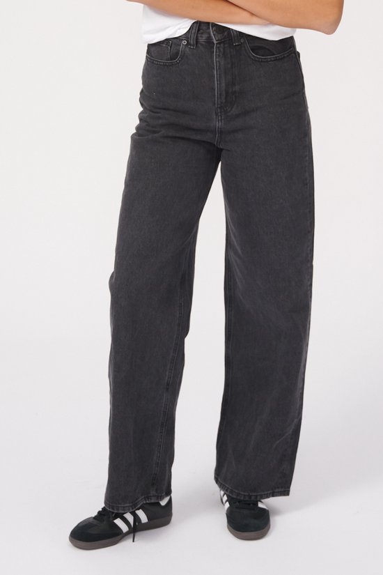 The Original Performance Wide Jeans - Wijde Spijkerbroek Dames - Gewassen Zwarte Denim - Hoge Taille