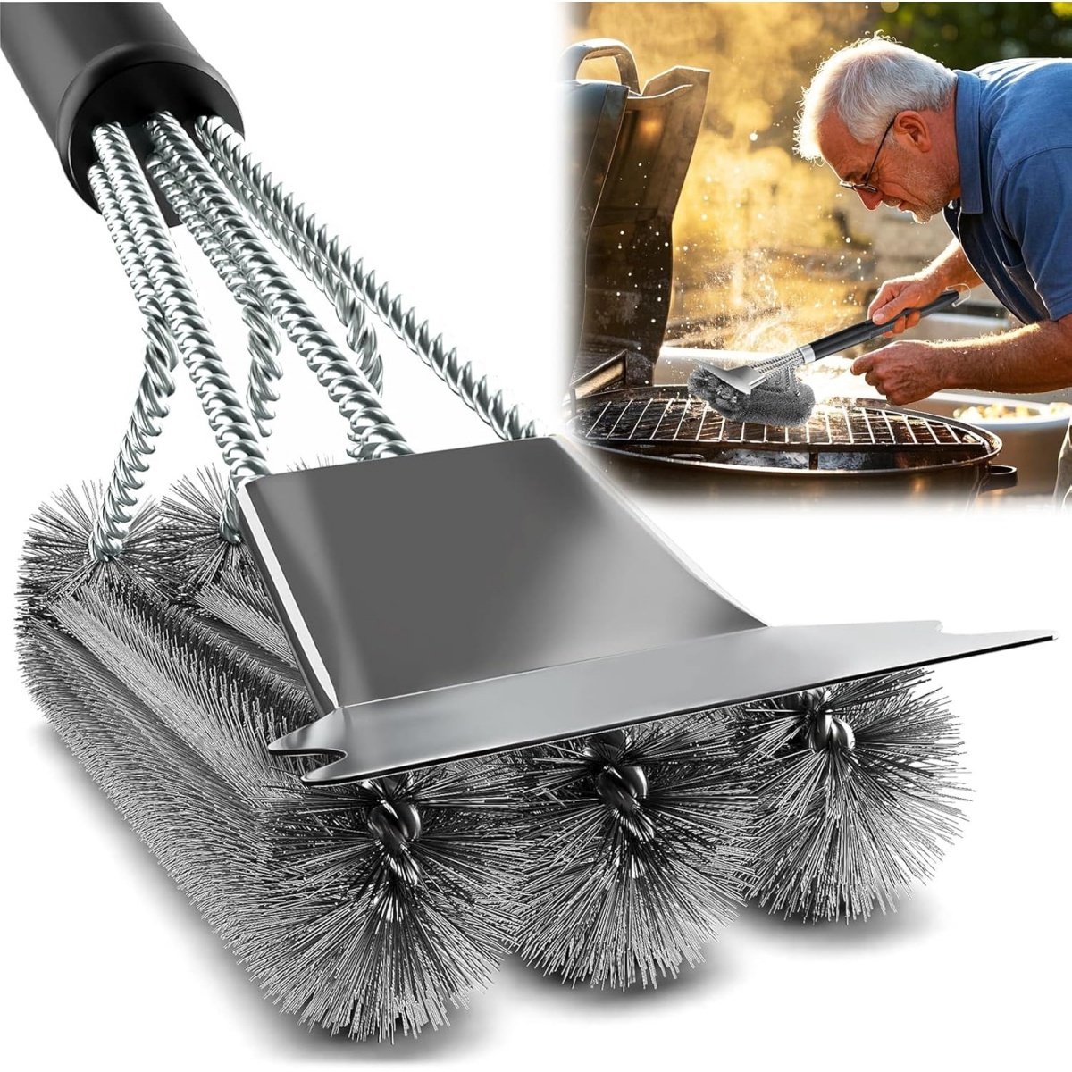 EXCITAT Barbecueborstel - Grillreinigingsborstels - Extra lange steel - 360° reiniging - Barbecueaccessoires voor alle buitengrills