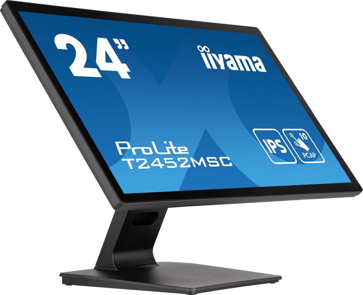 Iiyama Prolite T2452MSC-B1 - LED-monitor - 24" - 1920 x 1080 Full HD - IPS - 360 cd/m² - 1000:1 - 14 ms - HDMI, DisplayPort - luidsprekers - Touch-technologie - zwart