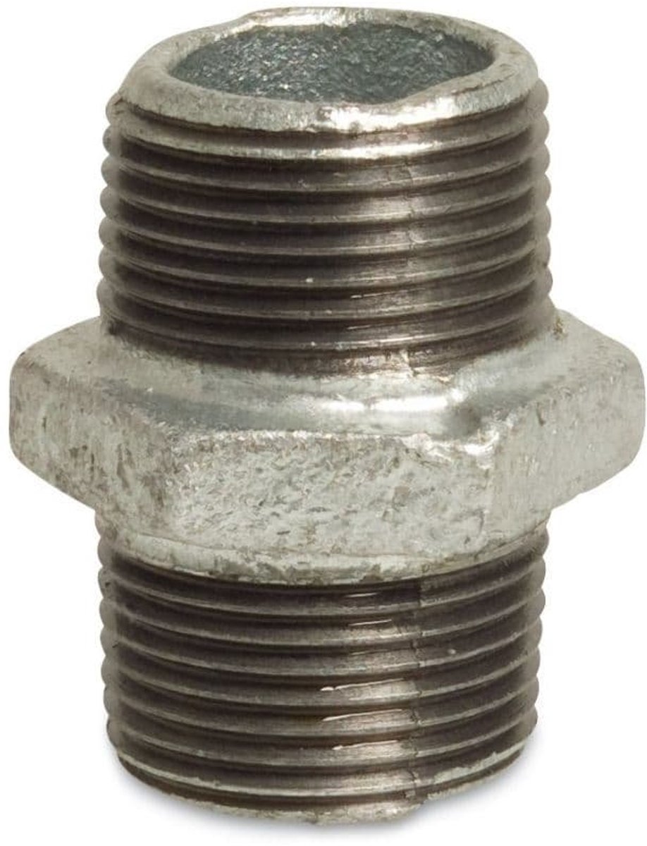 2 Zoll Dubbelnippel, Gegalvaniseerd Tempergiet, Draadfitting AG x AG