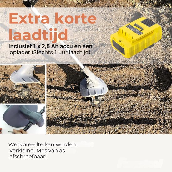 ZRSS® Tuinfrees elektrisch - Grondfrees - Op accu - 20V van ZRSS — afbeelding 4