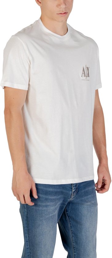 Printed Round Neck Short Sleeve T-shirt - White Shirts