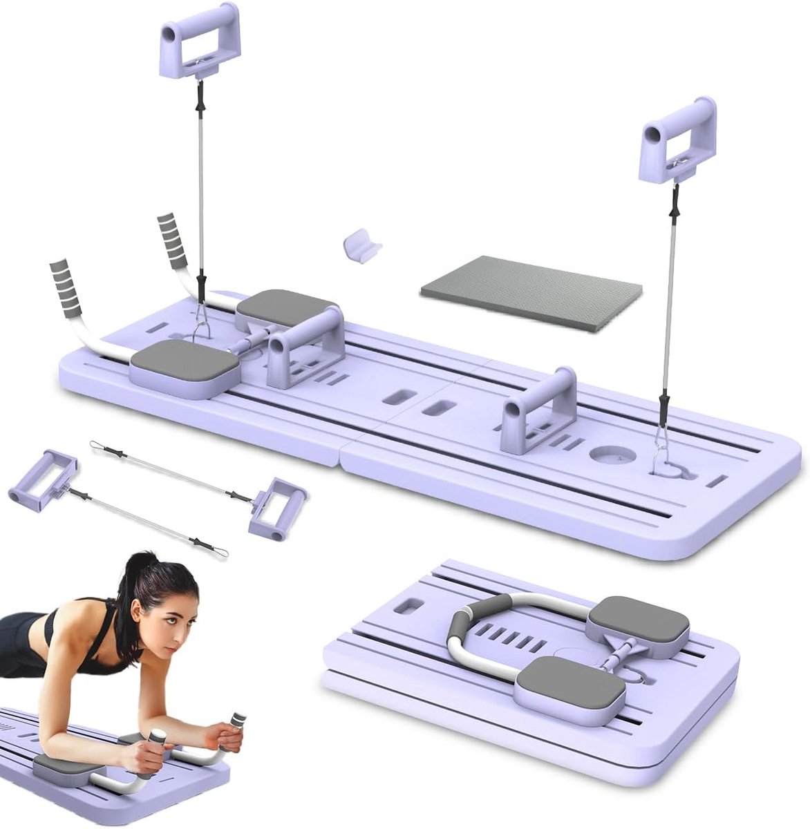 Solfit - Pilates Board - Pilates Reformer - Pilates Bord - Opvouwbaar - Buikspiertrainers - Fitness Apparaten - Wit/Paars- PILARAFIT