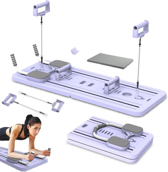 Solfit - Pilates Board - Pilates Reformer - Pilates Bord - Opvouwbaar - Buikspiertrainers - Fitness Apparaten - Wit/Paars- PILARAFIT