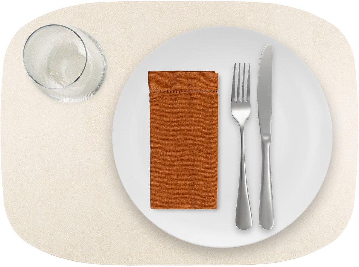 1x Skinnatur Placemat leder – Simply White – wit – 45x33cm - gerecycleerd leer – tafeldecoratie - onderlegger