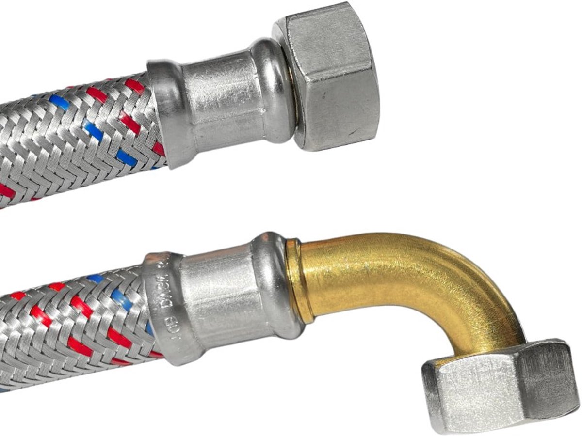 RVS Waterslang 1/2 inch, Flexibele Waterslang met Bocht, Drinkwater Keurmerk