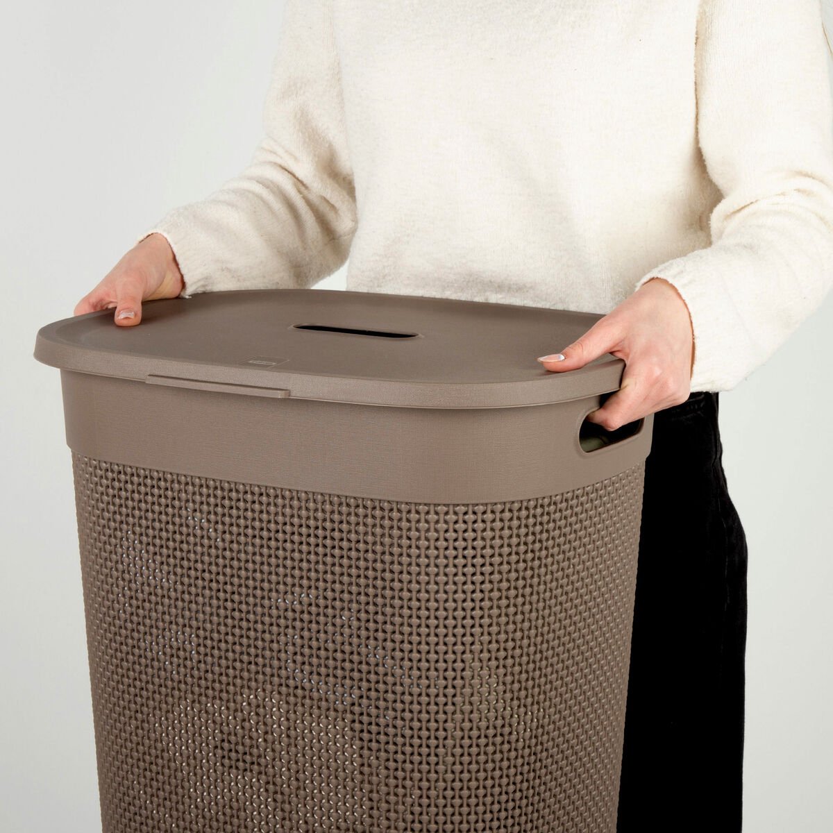 Rotho Jona wasmand 55 l met deksel, kunststof (PP gerecycled), roze, 55 l (43,2 x 35,5 x 53,3 cm Rotho Jona wasmand 55 l met deksel, kunststof (PP gerecycled), roze, 55 l (43,2 x 35,5 x 53,3 cm