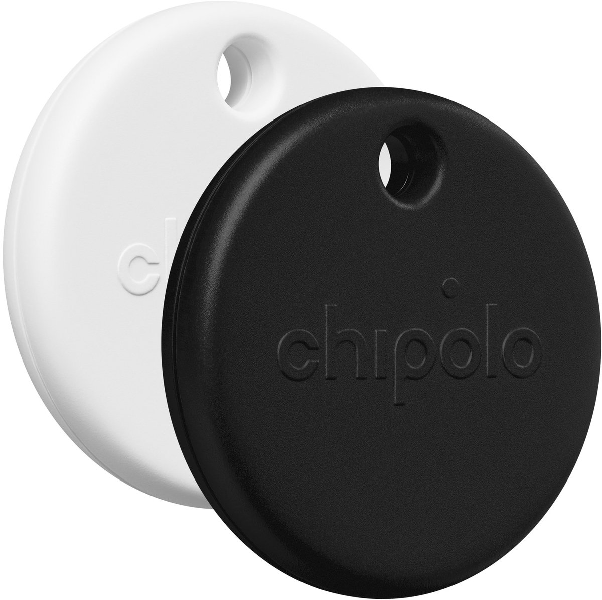 Chipolo Pop - Bluetooth Tracker & KeyFinder - Werkt met Apple Find My & Android Find My Device - Tracker Apple iPhone & Android - 120 dB - Zwart & Wit - 2 Pack