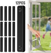 Lot de 12 clips pour moustiquaire, fixation magnétique sans bosses, clips de fixation auto-adhésifs pour fenêtre (noir)