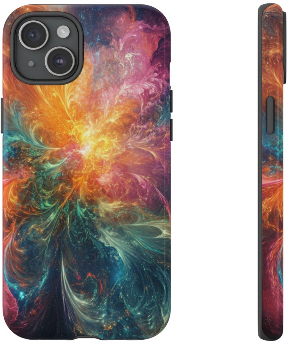 Kleurrijke Abstracte Fractalexplosie – Telefoonhoesje Geschikt voor iPhone 15 Plus