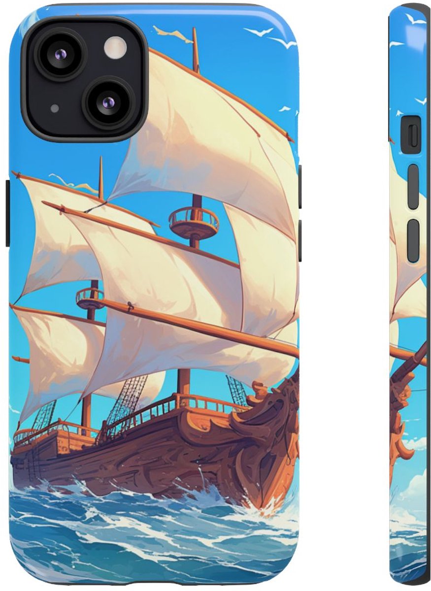Zeilschip op Blauwe Oceaan – Telefoonhoesje Geschikt voor iPhone 13