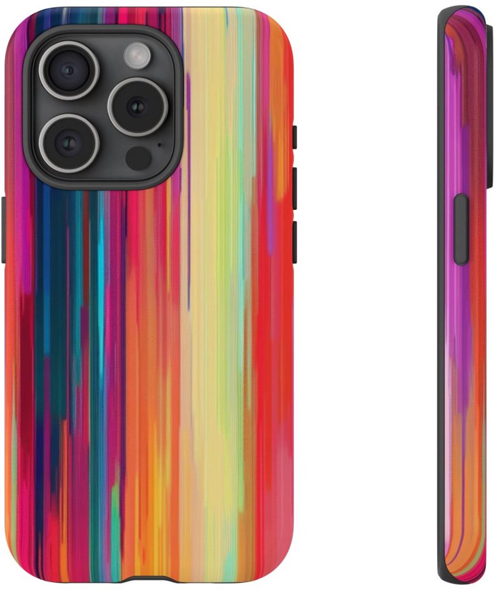 Levendige Verticale Kleurenstrepen Abstract – Telefoonhoesje Geschikt voor iPhone 15 Pro