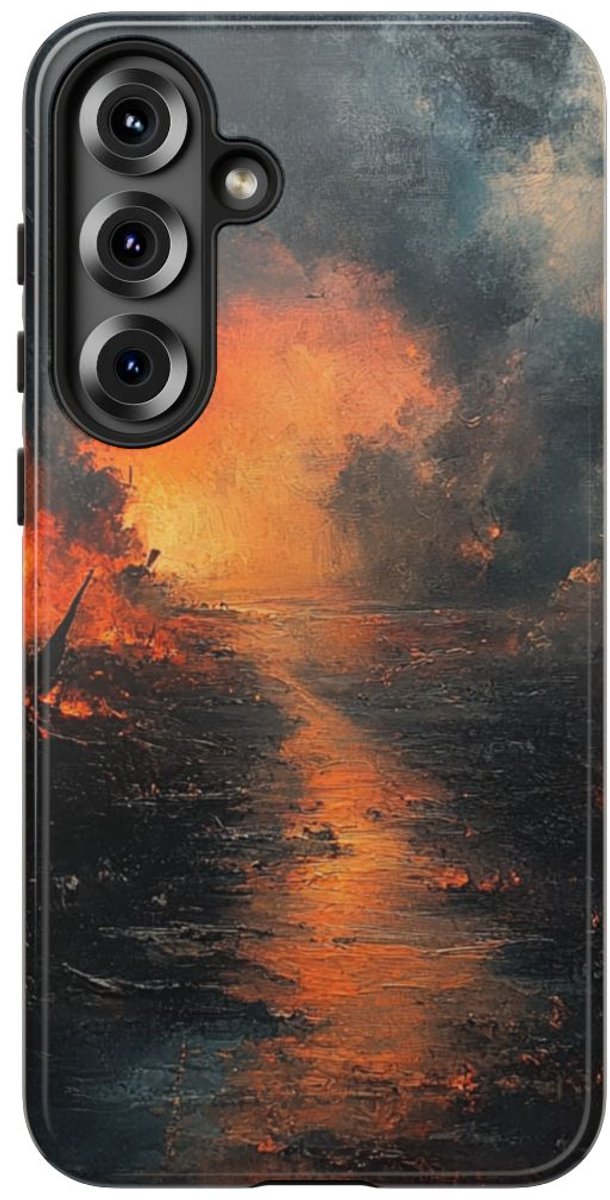Vurige Landschap met Rook – Telefoonhoesje Geschikt voor Galaxy S25 Plus