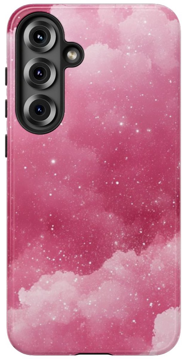 Roze Glitterwolkenpatroon – Telefoonhoesje Geschikt voor Samsung Galaxy S25 Plus