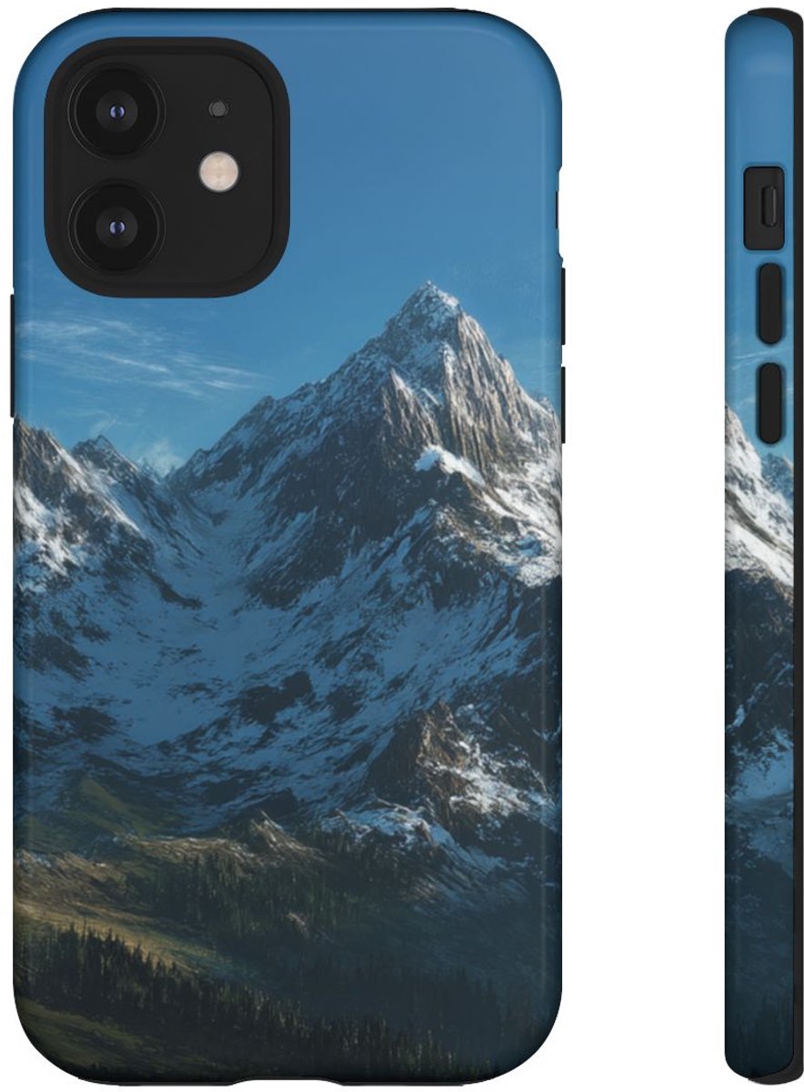 Berglandschap met Besneeuwde Toppen – Telefoonhoesje Geschikt voor iPhone 12