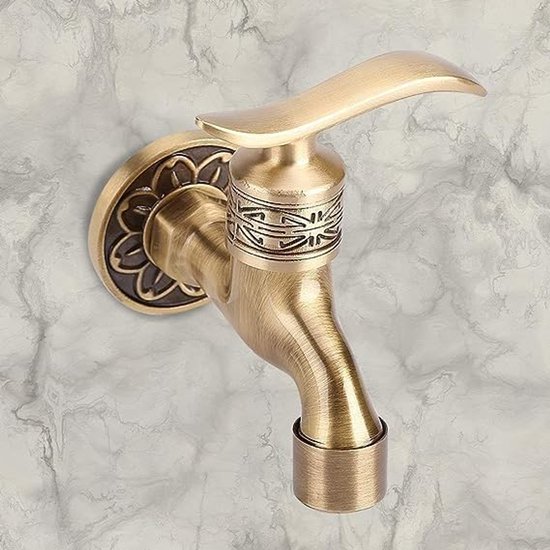 Antique Brass Washer Faucet Wall Mounted Lever Handle Wash Bathroom Cold Water Tap van Merkloos	 — afbeelding 5