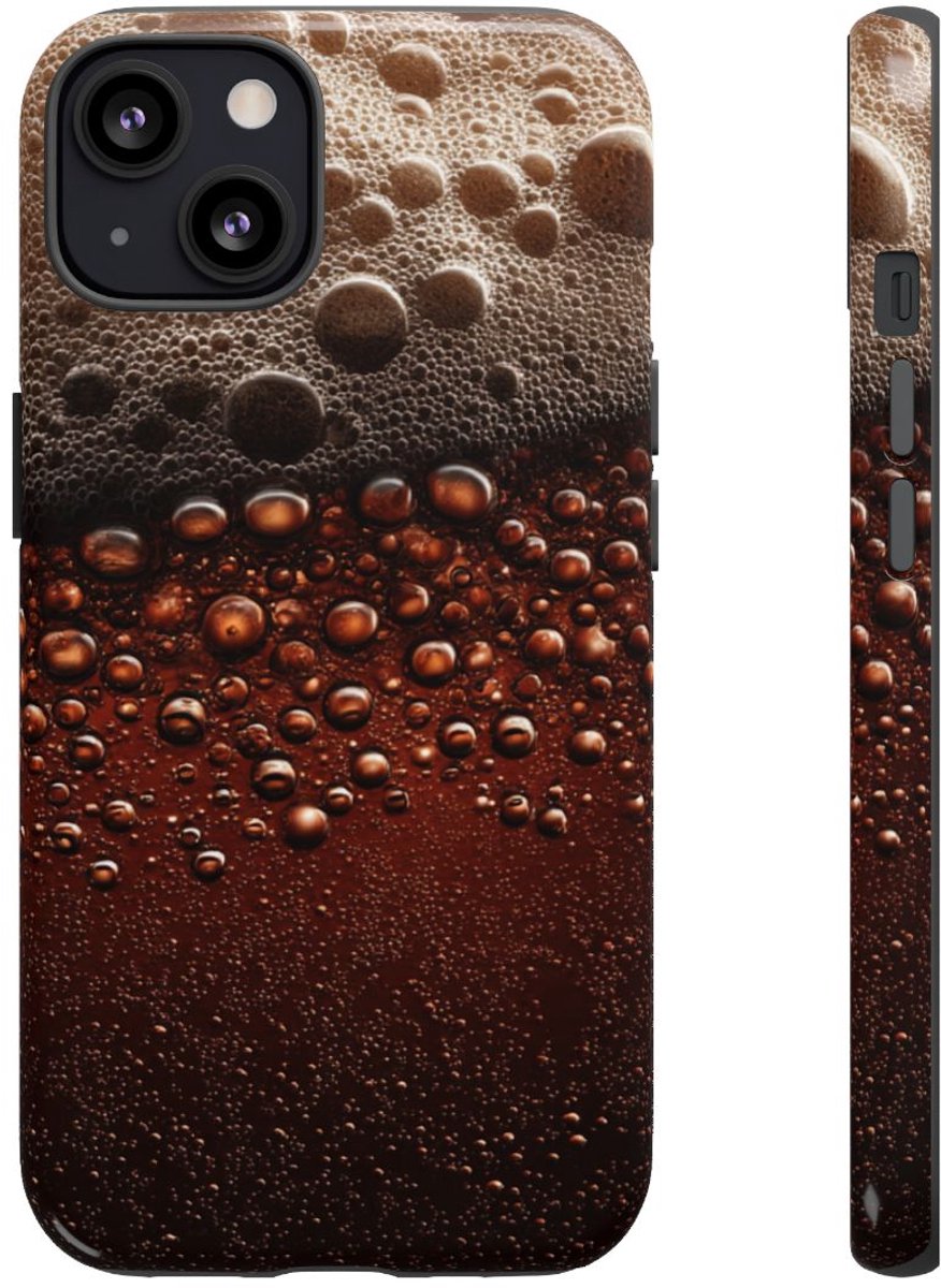 Close-Up Donkerbruine Bier Schuimtextuur – Telefoonhoesje Geschikt voor iPhone 13