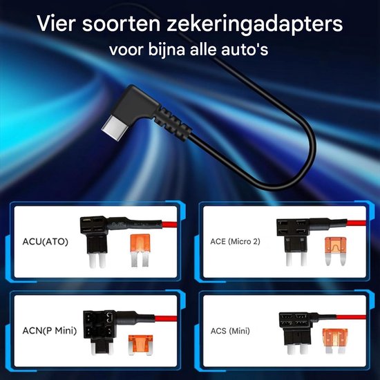 VANTRUE USB-C Hardwire Kit mit 2 Stufen und Acc Kabel für alle Dashcams, 12V/24V zu 5V