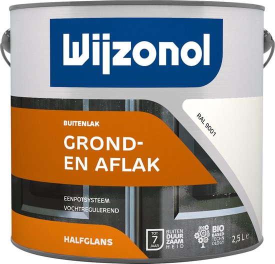 Wijzonol Buitenlak Grond- en Aflak in RAL 9001, halfglans, 2,5L.