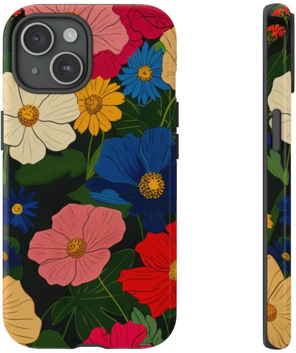 Kleurrijk Bloemenpatroon – Telefoonhoesje Geschikt voor iPhone 15