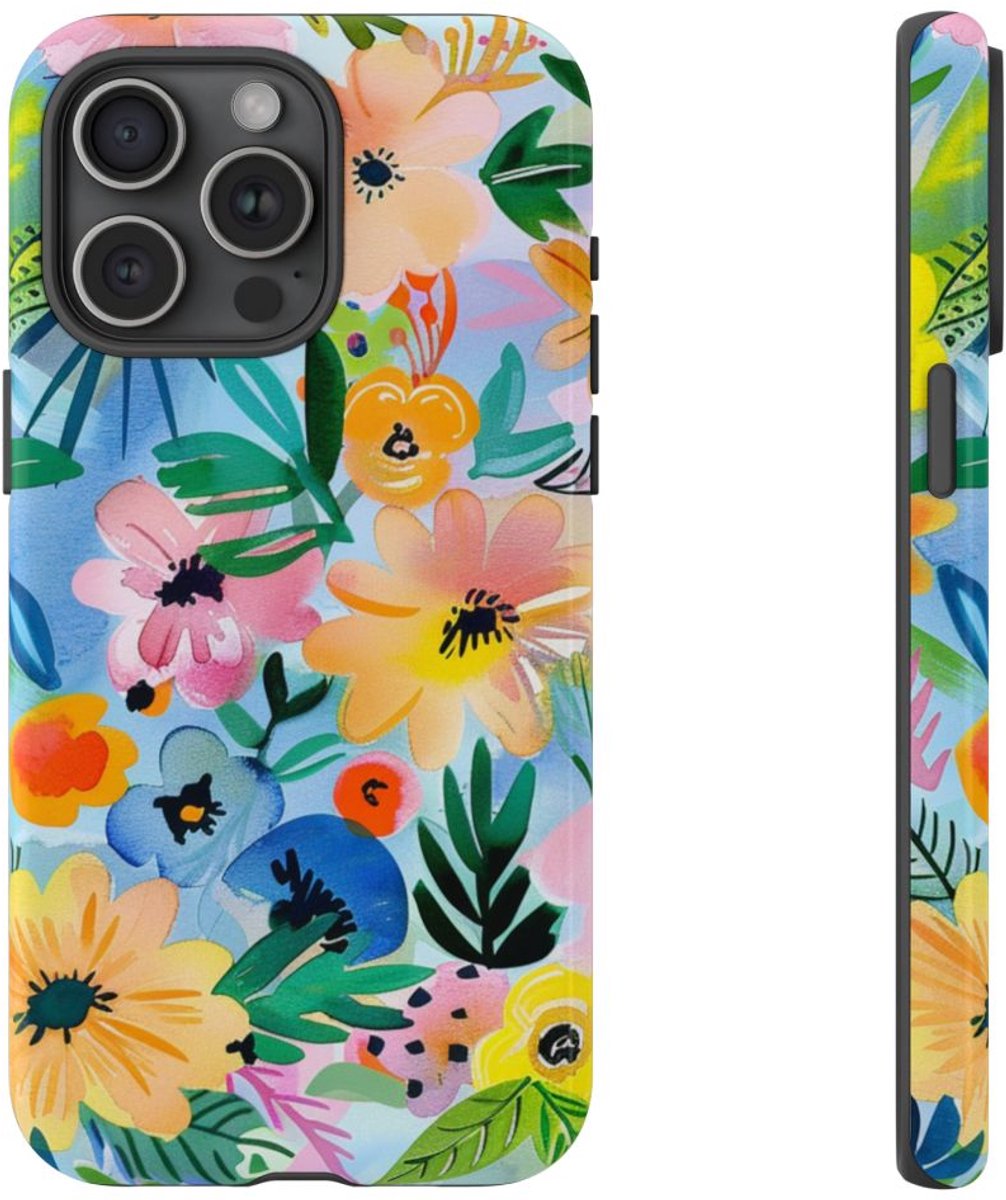 Aquarel Bloemenpatroon – Telefoonhoesje Geschikt voor iPhone 15 Pro Max