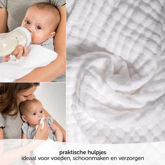 Hydrofiele Luiers - 10 Stuks - 25 X 50 Cm - Compact En Draagbaar - Boerendoeken - Katoen - Absorberende Luiers - Stoffen Luiers - Starterset - Superzacht En Absorberend - Kan Worden Gebruikt Als Handdoek Voor De Dagelijkse Babyverzorging - Wit van Merkloos — afbeelding 5