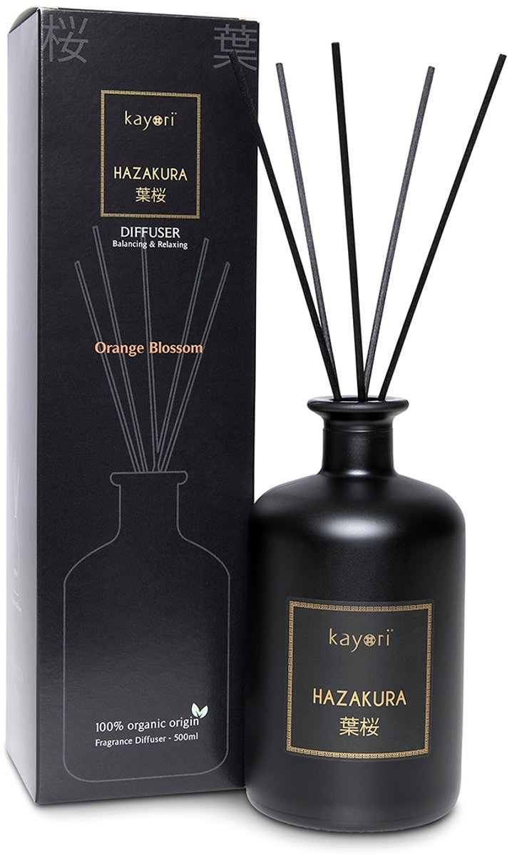 kayori Hazakura Geurstokjes - Bloemig - 500 ml Zwart