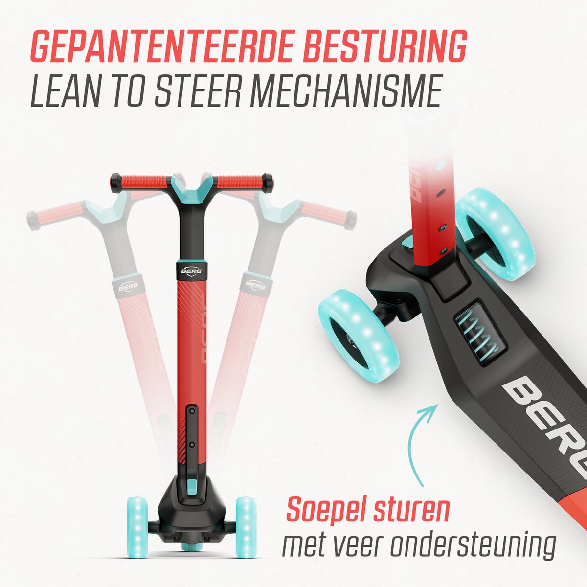 BERG Nexo Kinderstep - Lime - Opvouwbaar - LED wielen