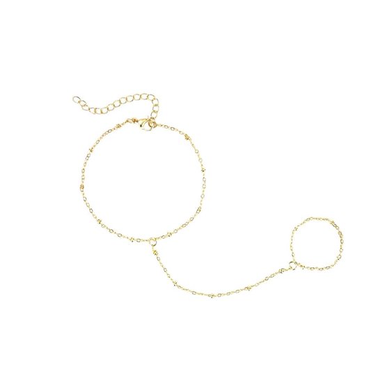 Ringarmband Handketting, Gouden Handarmband Verstelbaar Vingerringketting Roestvrij staal Stijlvolle Handsieraden Trendy Cadeau voor Vrouwen (Stijl 3