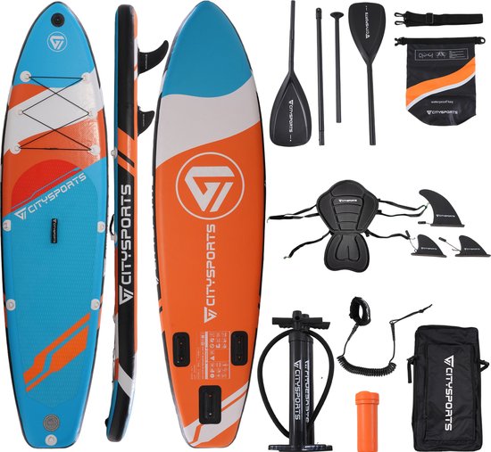 CITYSPORTS SUP Board - Paddle Board - Opblaasbaar Paddle Board - Verstelbare Peddel - Complete Set - 320 cm - Max. 160 kg